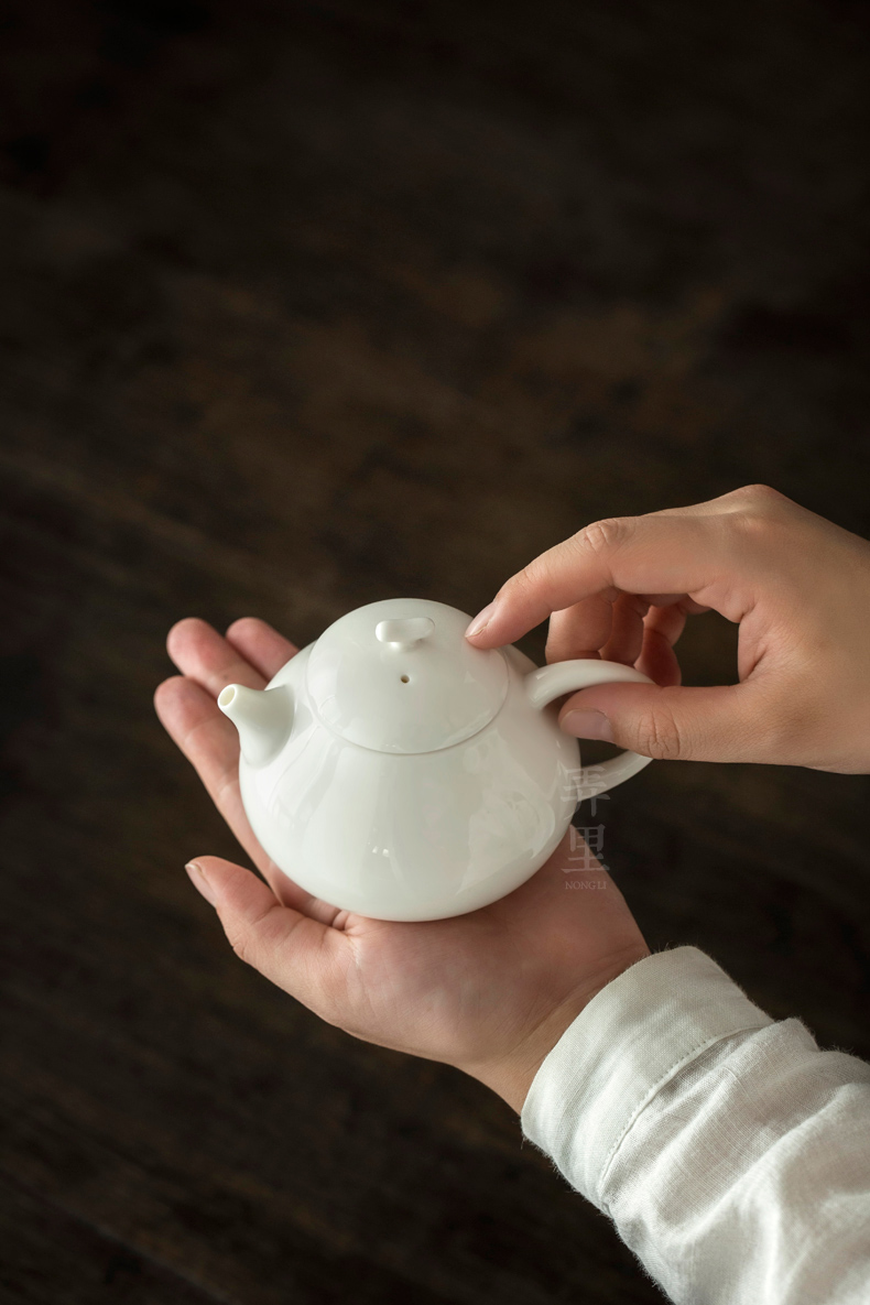 The Get | in dehua white porcelain ceramic kung fu xi shi teapot trumpet single pot of household of Chinese style of the filter with tea