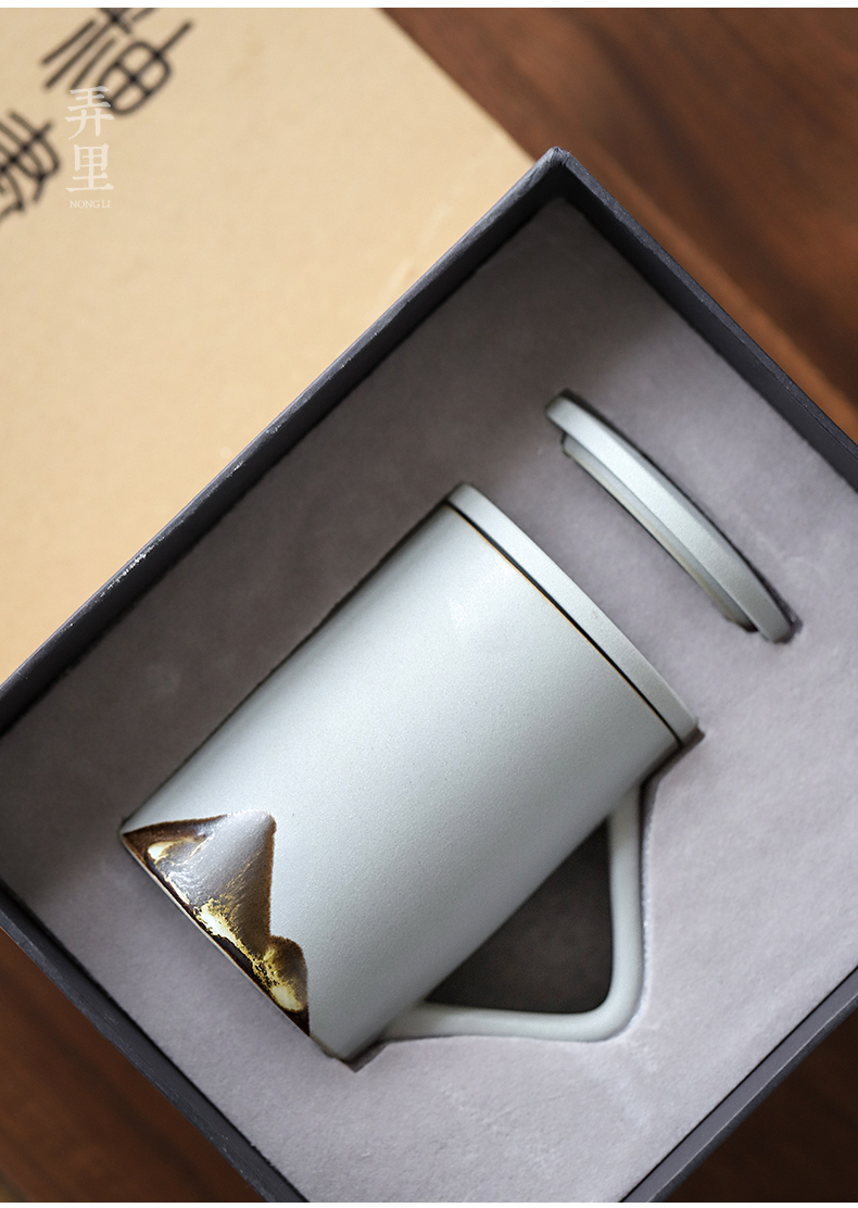 Mountains | Japanese teacup filtering zen mark cup creative office glass ceramic tea cup with cover