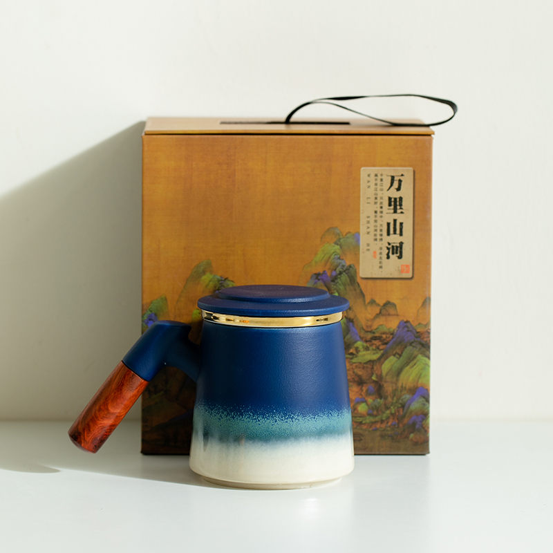 Get the Gradient Tea Cup Tea Water Separation Upscale Office Ceramic Tea Cup Mark Birthday Gift Companion Gift custom-Taobao