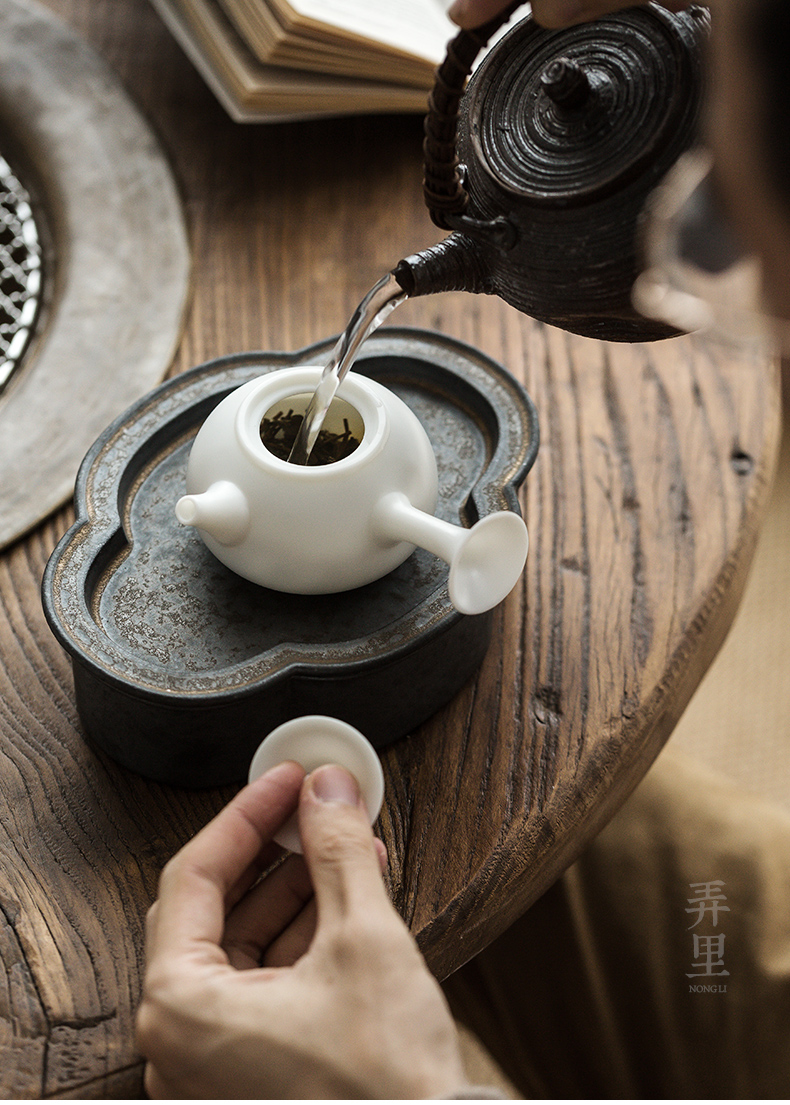 The Get | ceramic dehua white porcelain teapot kung fu tea set the teapot in household teapot manual single side put as the pot