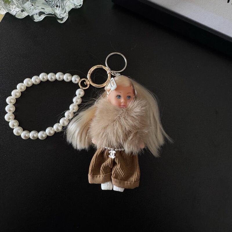 Creative Barbie Elements Girls' Bag Decoration Pendant Keychain Accessory Fur Barbie Doll Gift