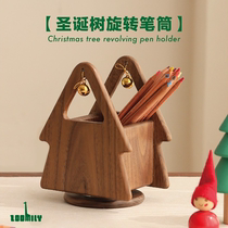 ZOOMILY Christmas lucky tree rotating pen holder desktop containing box make-up brushed wood swinging piece birthday present