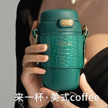 Insulation coffee cup with high color value portable with suction tube Cup ladies large capacity 316L stainless steel cup cute
