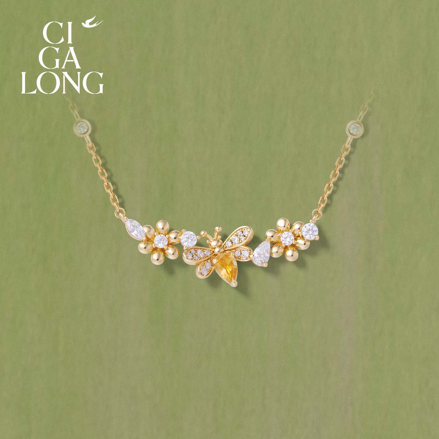 New product purchase coupons CIGALONG Long Zijia Bee Nectar Citrine Necklace Earrings Ring Chinese Jewelry