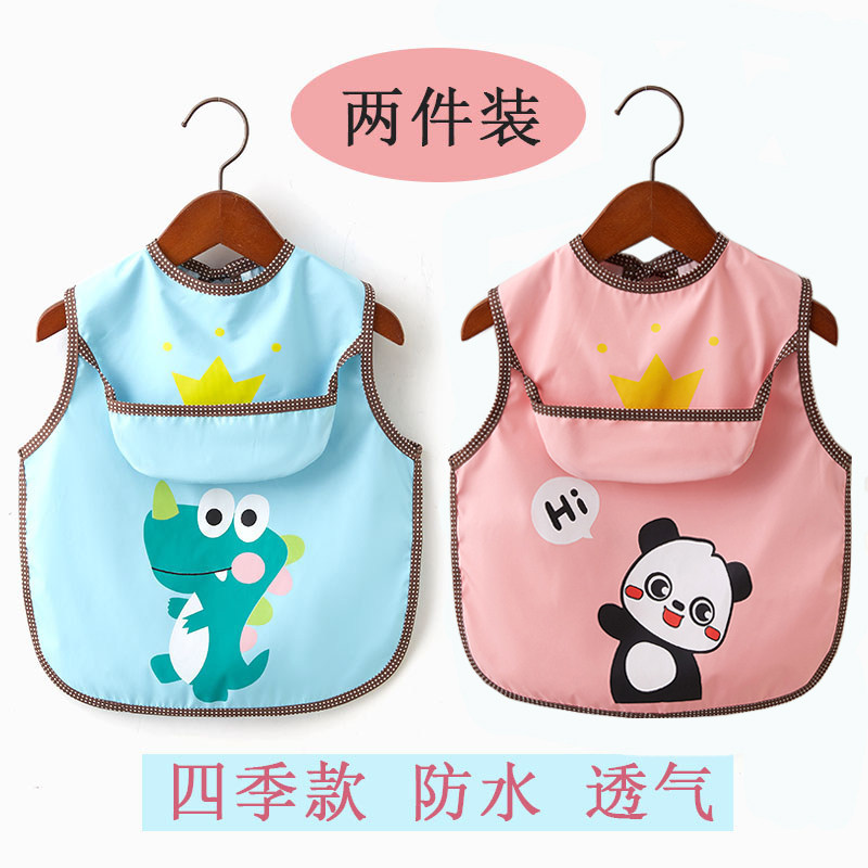 Summer children eat waterproof anti-dirty sleeveless rice pocket baby overshirt summer thin kids bib baby men and women