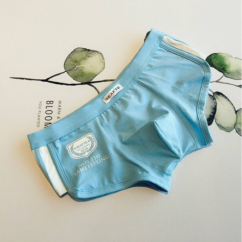 Men's underwear Trendy men's low waist cotton boxer personality simple sports slim logo boxer head