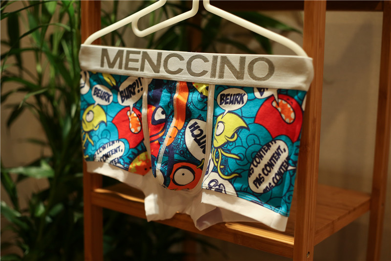 Quần lót nam 2 mảnh tóm tắt phim hoạt hình graffiti boxer cotton eo thấp gợi cảm thoải mái đồ lót nam quần lót nữ cao cấp