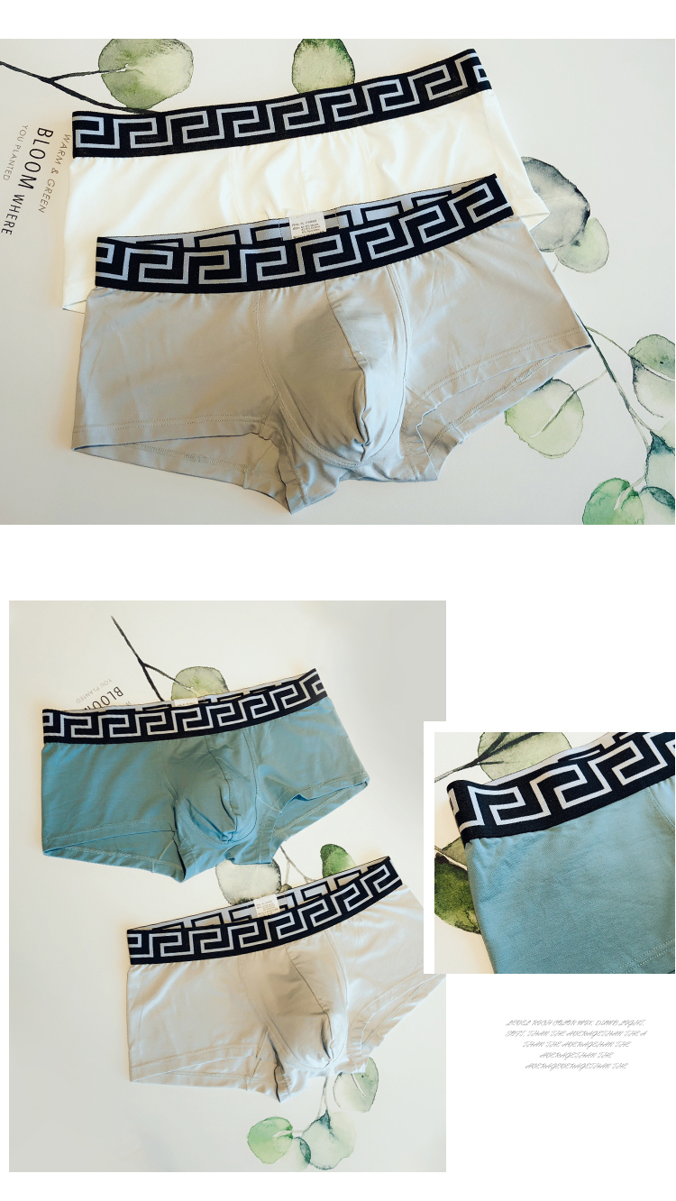 Đồ lót nam Cotton tinh khiết Eo thấp Sexy Boxer Tóm tắt Thanh niên Màu rắn Thể thao thoải mái Bốn góc sịp nam sexy
