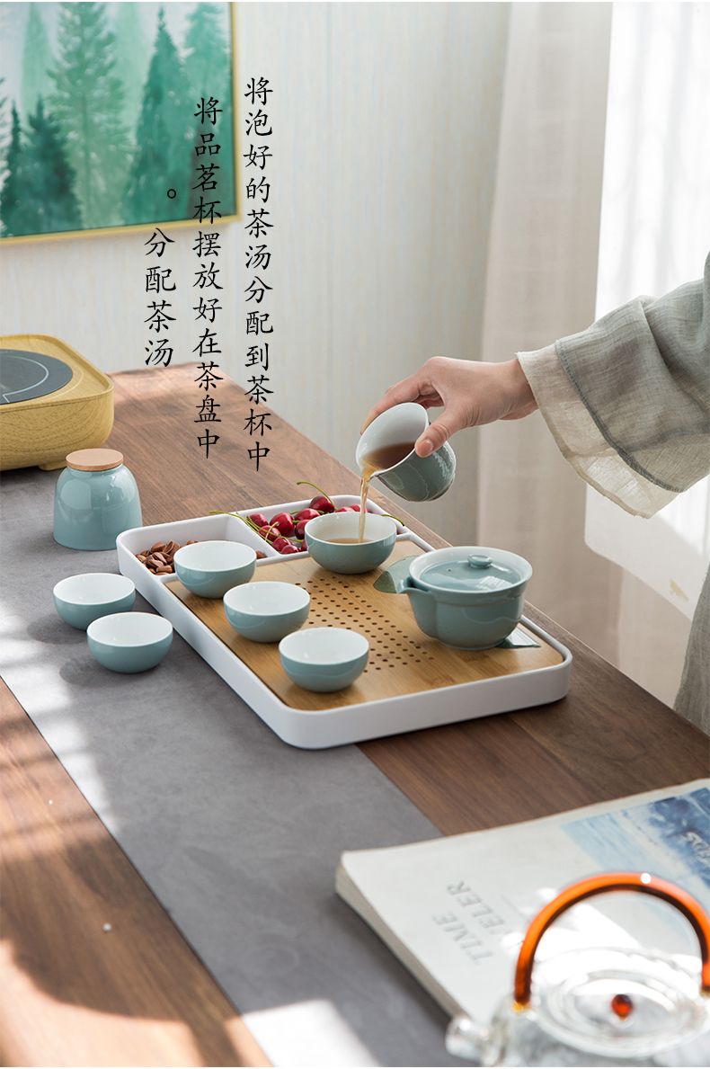 Zhuo royal porcelain kung fu tea sets tea tray household Japanese bamboo trays portable travel small dry water mercifully