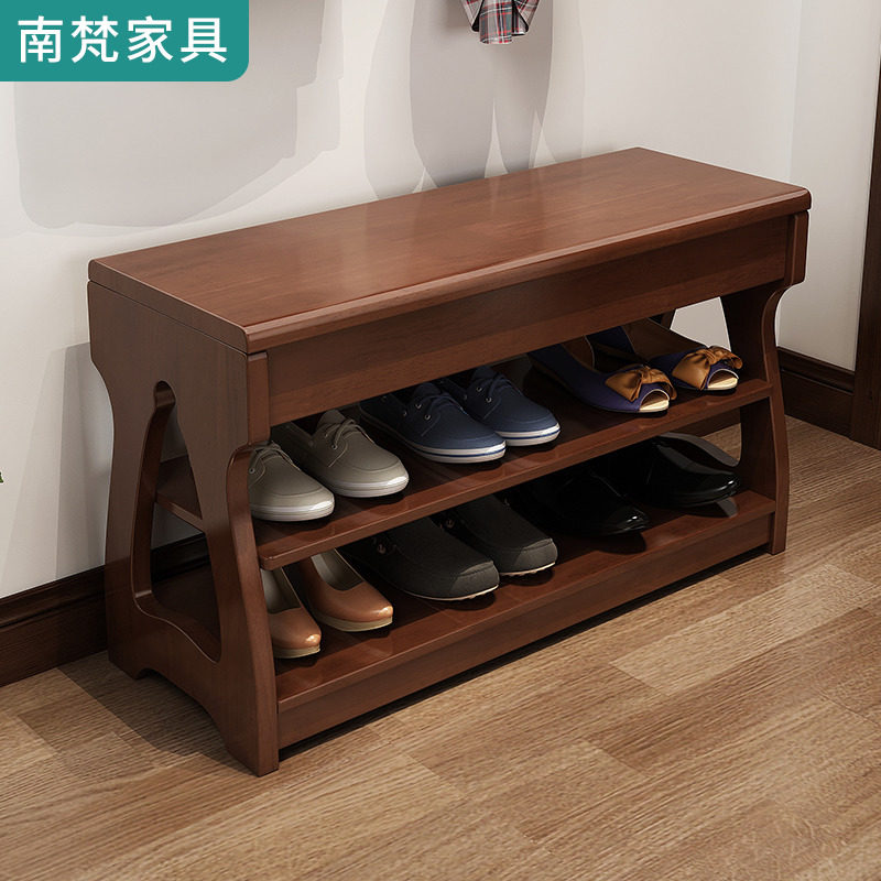 Full solid wood changing shoes stool Home doorway door-in-door Shoes Stool stool Sitting Shoes Cabinet Stool New Chinese Strip Multifunction