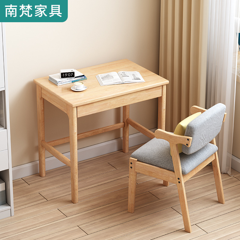 Small desk solid wood study table home desk small apartment 60 70 80CM log bedroom computer desk Nordic