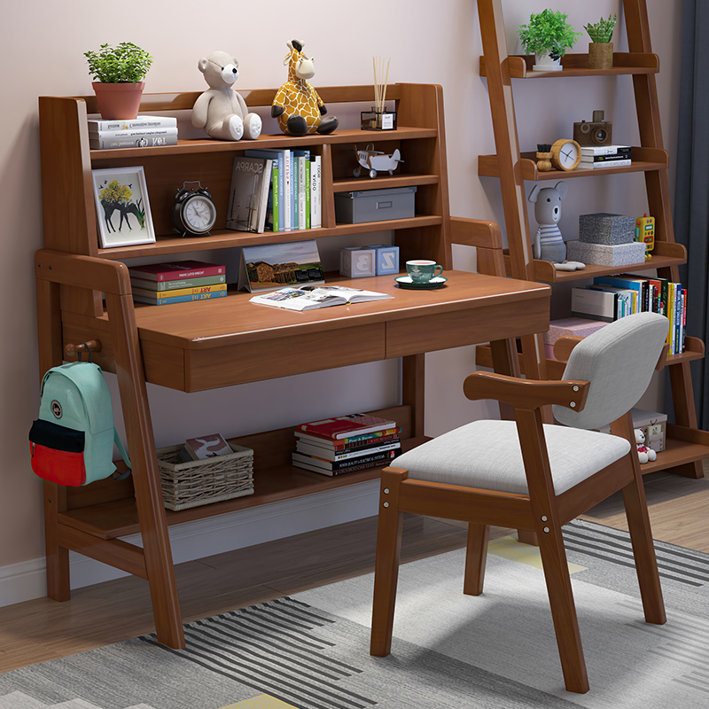 Solid Wood Desk With Bookshelves Integrated Brief Modern Desk Home Study Desk Students Desktop Computer Desk North Europe