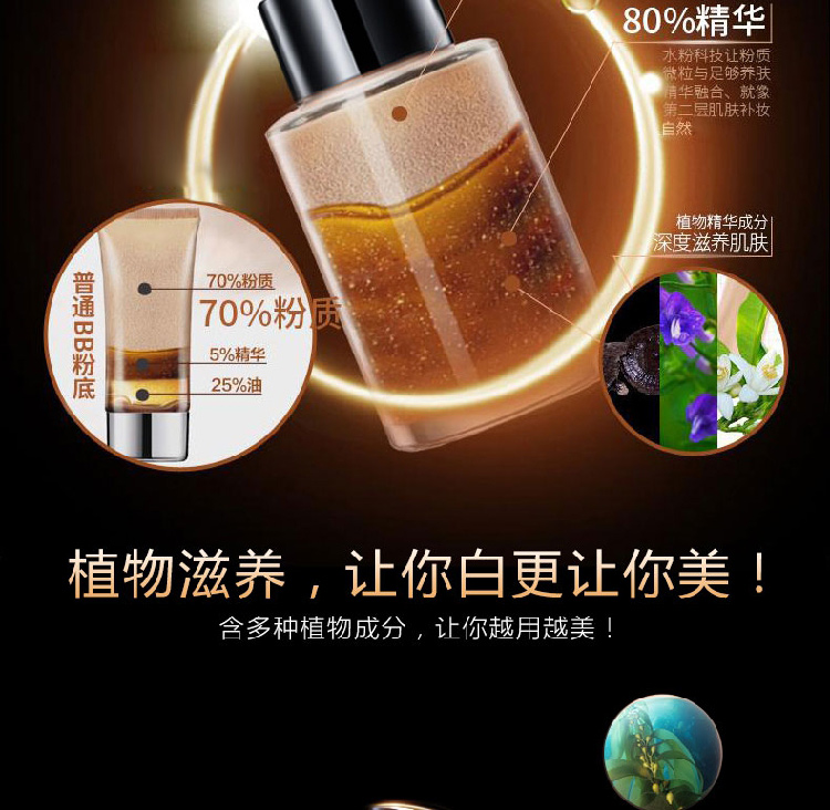 Bai Shi Shake Powder BB Cream Moisturising Whitening Foundation Liquid Student Female Nude Makeup Concealer Cosmetics Chính hãng Counter cc+