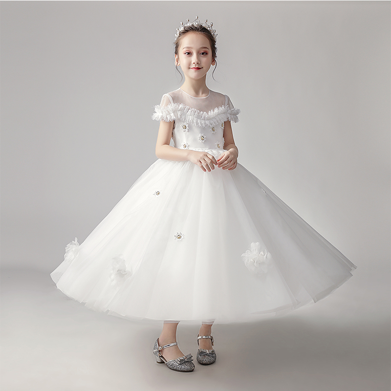 Children's Gown Princess Nepotism Dress Fluffy Girl Piano for Flowers Child Wedding Dresses Small Host Evening Gown