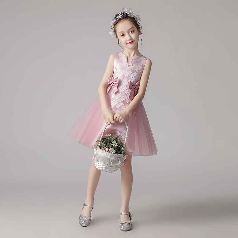Children's dress skirt princess skirt fluffy yarn flower girl piano performance catwalk girl host evening dress summer style