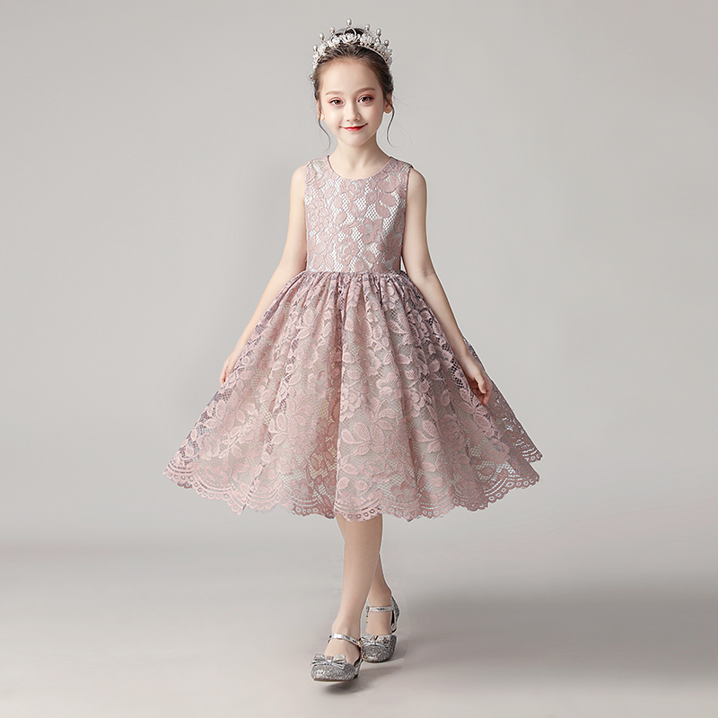 Children's dress princess dress flower girl fluffy yarn little host birthday evening dress girl piano performance summer style