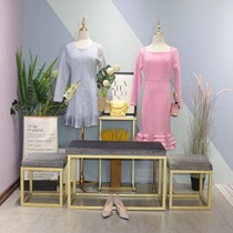 Wrought iron simple light luxury stool shoe stool soft bag creative long stool Shoe store clothing store rest fitting room sofa stool