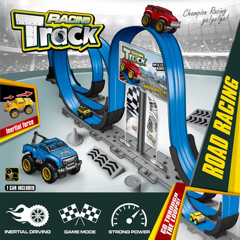 Anti-gravity magnetic track car toy assembled inertia wall climbing car children DIY puzzle boy electric racing car