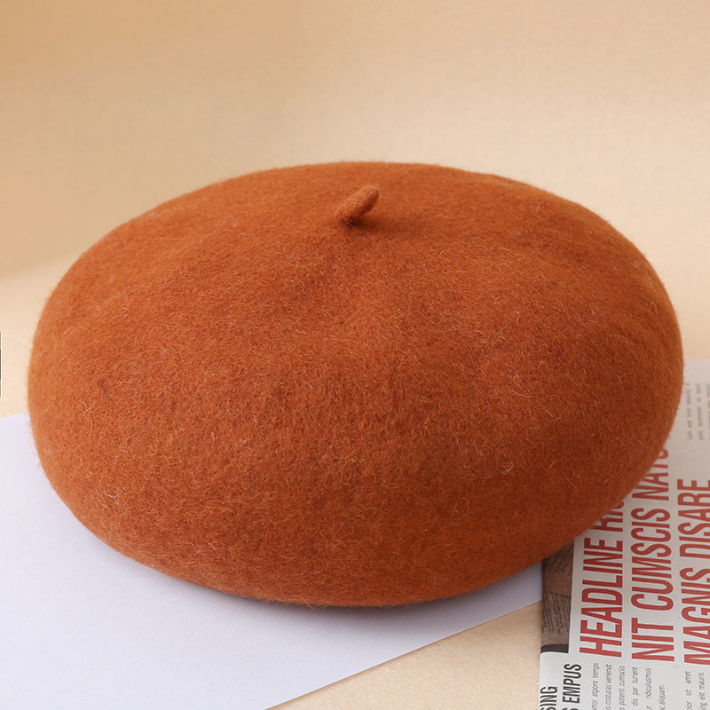 Autumn and winter beret head decoration hat women's warm woolen casual shopping with coat dome lady hat