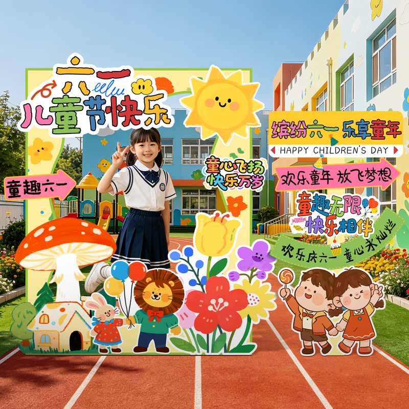 61St Children's Day Atmosphere Scene Decoration Kindergarten Classroom Entrance Photo Frame Kt Board Props