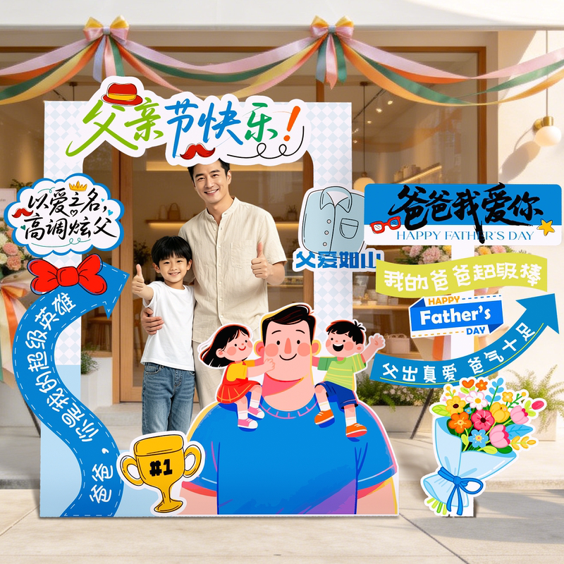 Father's Day Atmosphere Decoration Scene Event Theme Shopping Mall Kindergarten Photo Frame Check-In Wall Background Kt Board Father's Day Atmosphere Decoration Scene Event Theme Shopping Mall Kindergarten Photo Frame Check-In Wall Background Kt Board