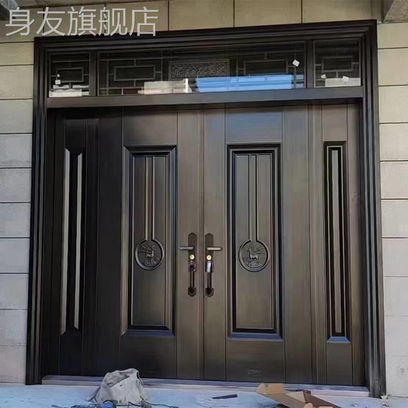 New Zinc Alloy Villa Gate Double Door Open Countryside Self-Built House Gate Entrance Door Rural Bungaloo Entrance Door Imitation-Taobao