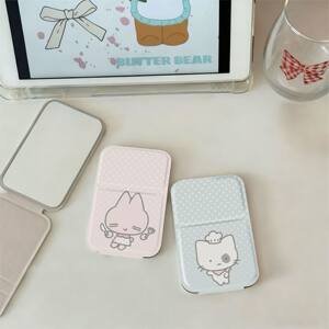 Cute and Adorable Kitten and Rabbit Folding Makeup Mirror, Portable Storage for Students, Desktop Dormitory Vanity Mirror