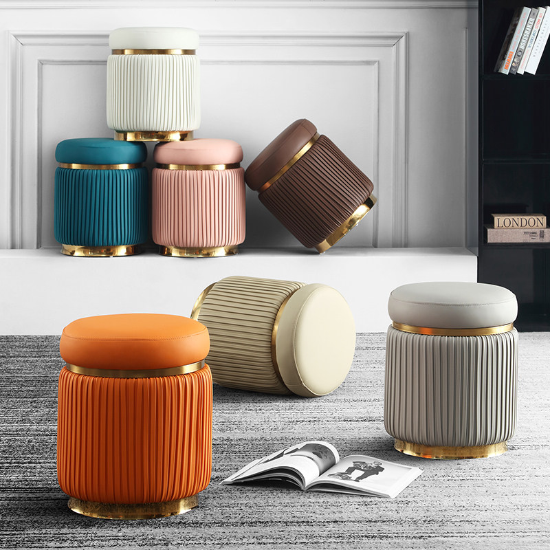Light luxury dressing stool home round stool shoe changing stool Nordic ins bedroom net red makeup stool modern minimalist sofa stool