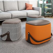 Nordic shoe changing stool home leather stool low stool ins style minimalist portable saddle stool living room high-quality sofa stool