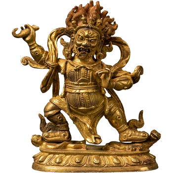 Qing dynasty gilt bronze statue of mahakala as a worship ornament