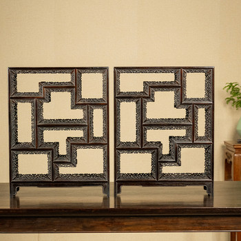 Rosewood open-carved curly grass pattern architrave stand ornament