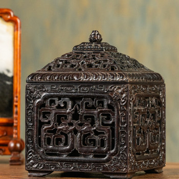 Red sandalwood square aromatherapy carved kui dragon pattern