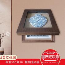 Blue and white porcelain physical painting electric meter box decorative painting new Chinese style handmade three-dimensional painting distribution box occlusion painting Chinese mural