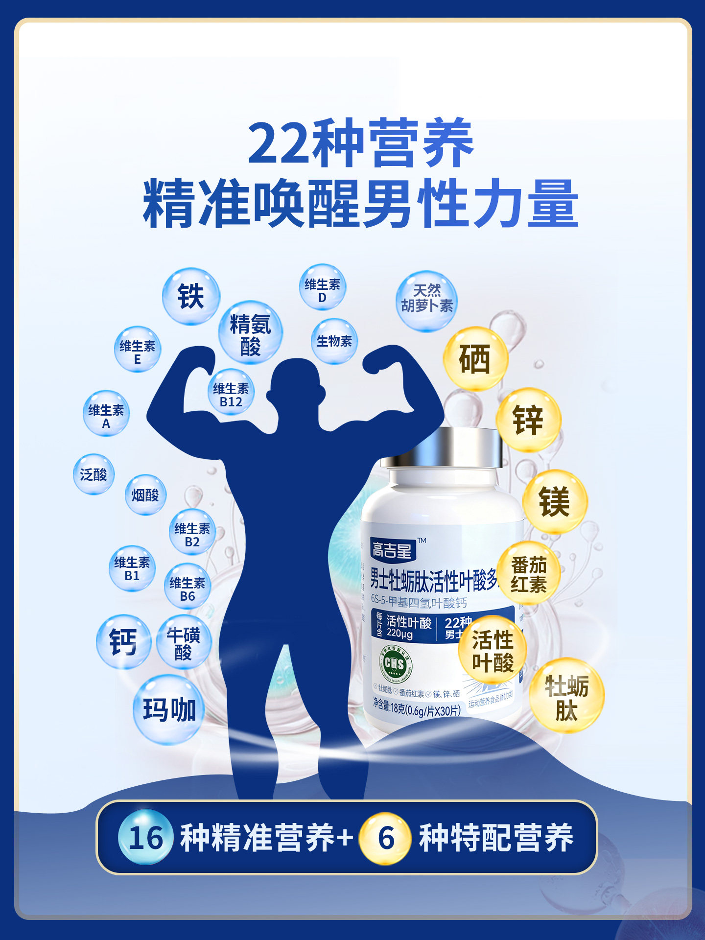 Gaojixing Men's Folic Acid Complex Vitamin Zinc Selenium Lycopene Pregnancy Preparation Active Folic Acid Official Flagship Store