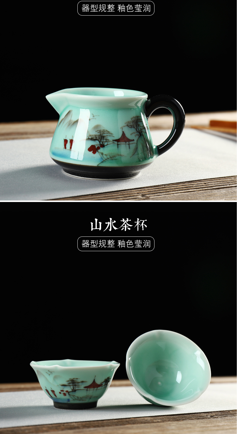 Is the best product of a complete set of celadon hand - made kung fu tea set household contracted Chinese tea tea tea cups