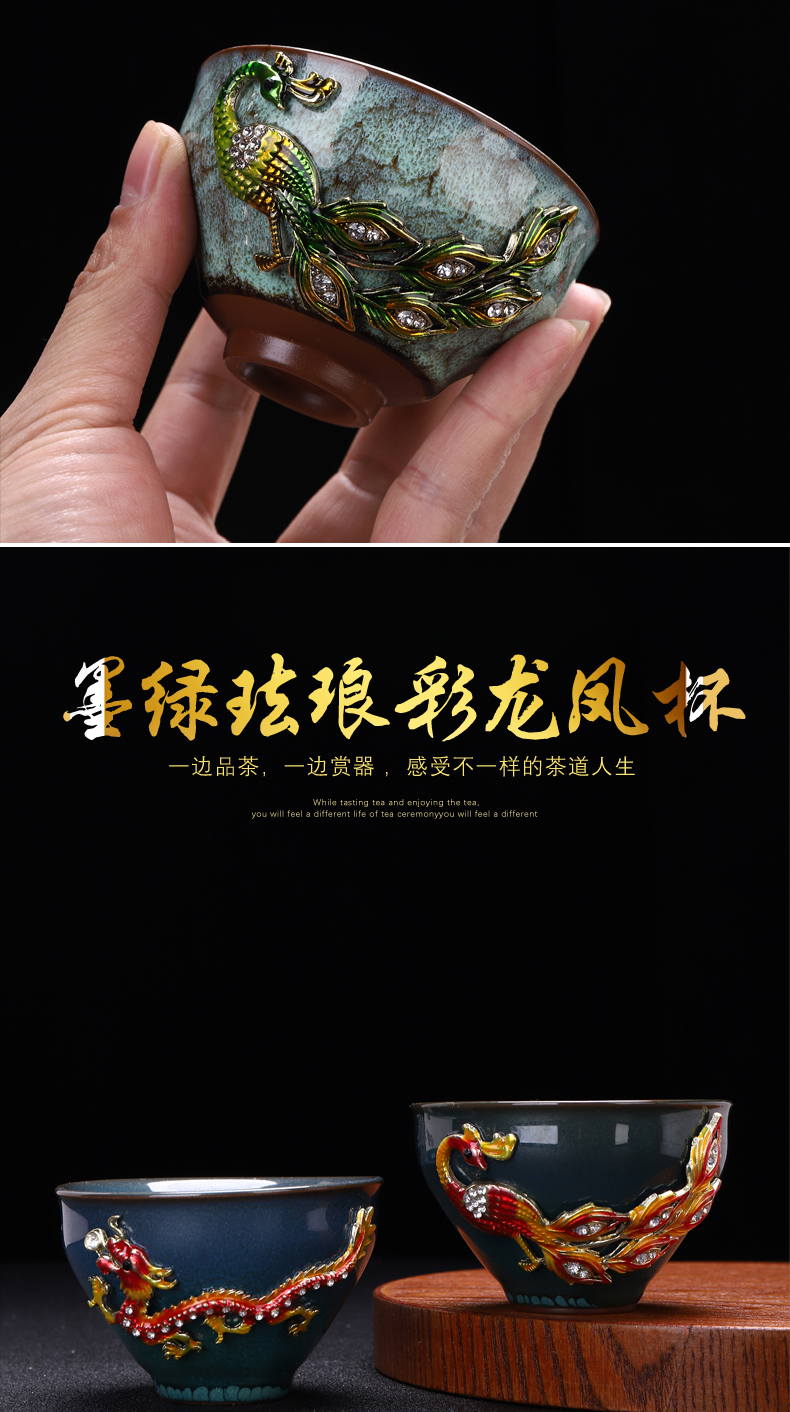 Implement the superior coppering. As silver colored enamel longfeng cup checking ceramic masters cup sample tea cup kung fu tea set large single CPU