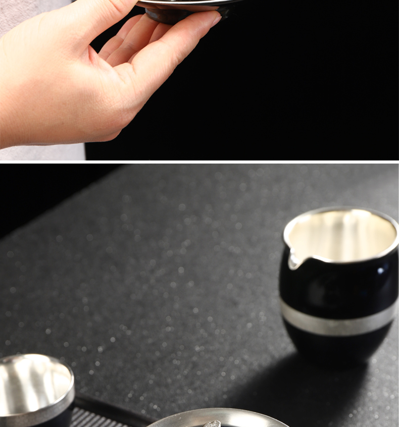 Implement the best tea 999 sterling silver mine loader silver tureen ceramic bowl tea kungfu tea set maple leaf tureen