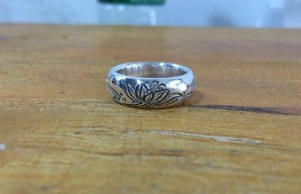 S990 Pure Handmade Ring Lotus Fish Withdrawal