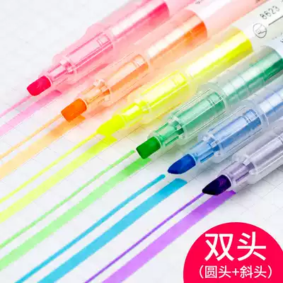 6 fluorescent marker pen double head hipster candy color transparent office students with oblique round head gingled water color pen hand Bill pen rough key point a set of painting graffiti marker pen