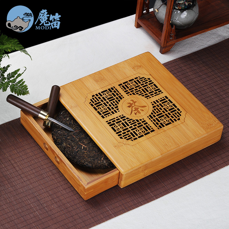 The flute bamboo tea box knife tea caddy fixings tea ChaZhen tea tea cake cone points tea tray shelf fittings of The tea taking