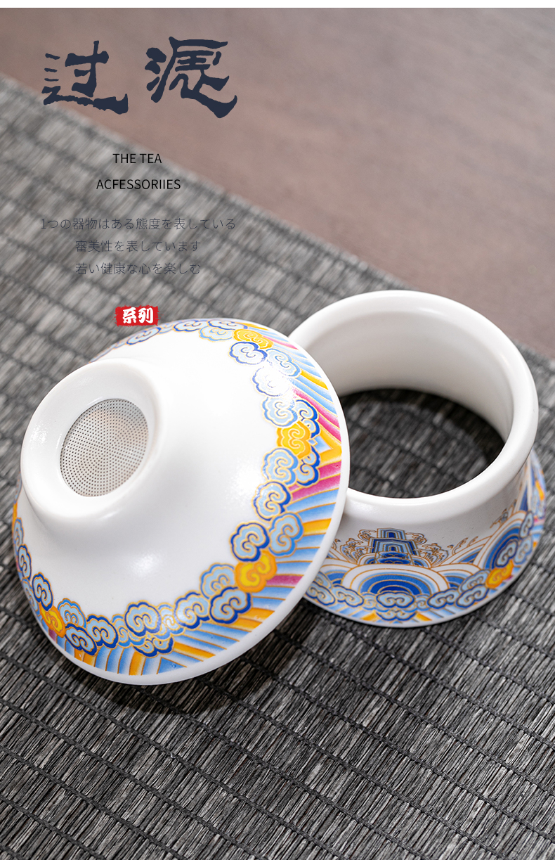 The flute ceramic kung fu tea set domestic tea cups lid bowl of tea accessories receive a visitor The whole office