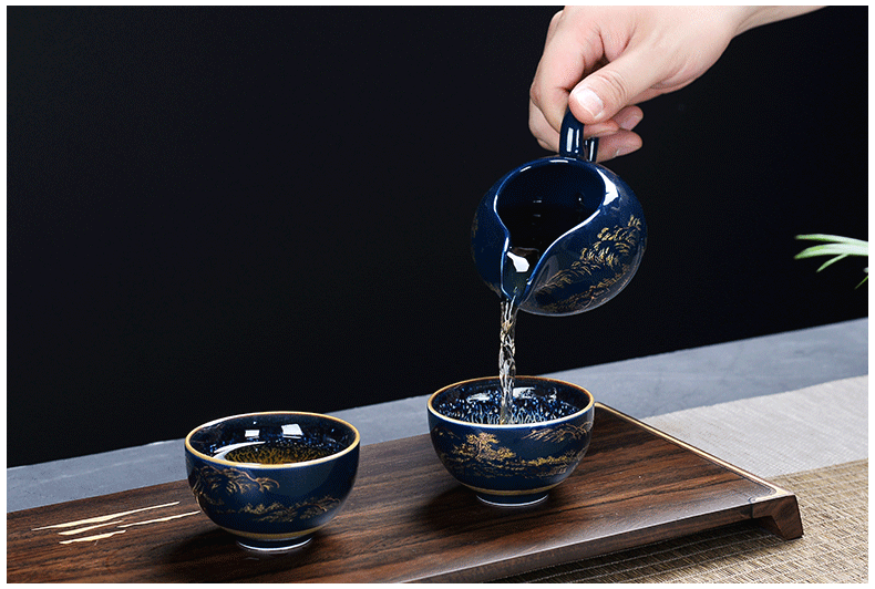 The flute ceramic kung fu tea set The home side The lid bowl of tea cups of a complete set of accessories of high - grade office