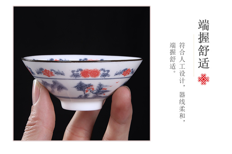 The flute at upstream of blue and white porcelain cup kung fu ceramic cups single master cup tea restoring ancient ways, Japanese sample tea cup size