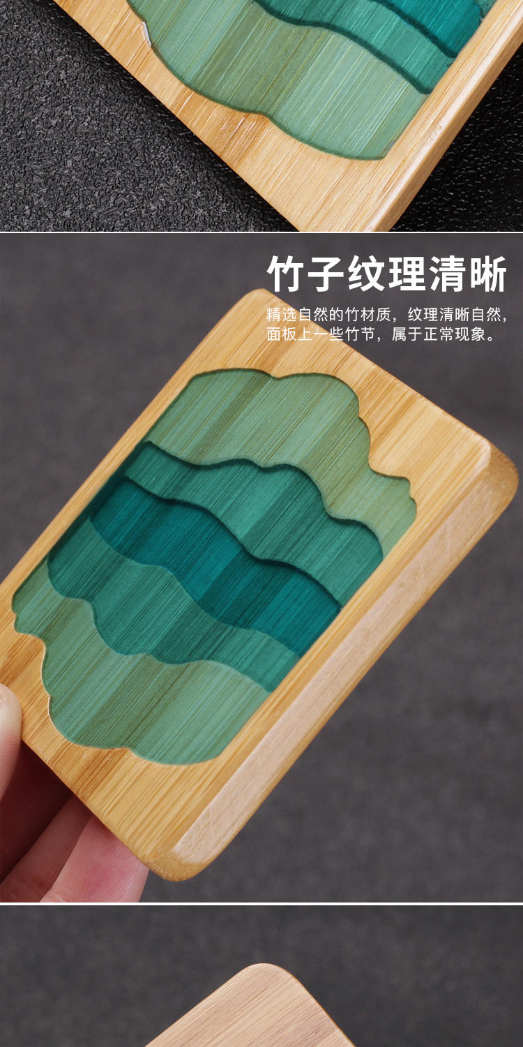 The flute heat insulation cup mat tea sets accessories tea cup mat bamboo household saucer resin wood, bamboo carving