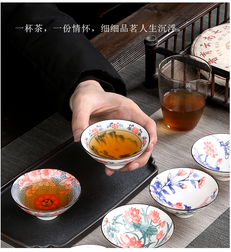 The flute blue and white porcelain ceramic tea cup hand - made kung fu tea tea set, sample tea cup hat to cup The master cup single CPU