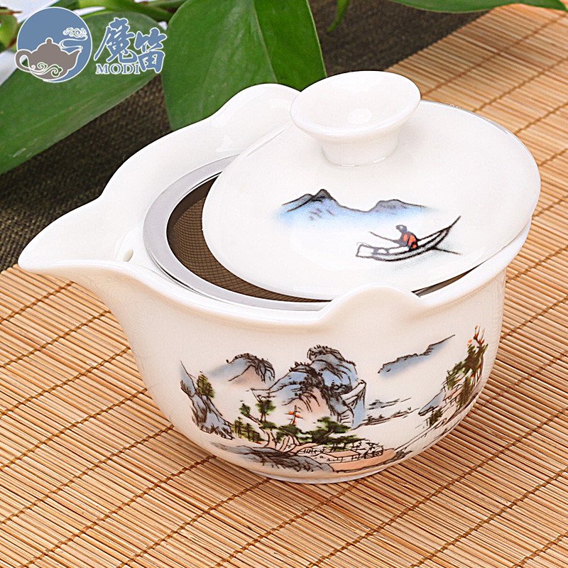 White Porcelain Triple cover Bowl Tea Cup Big Number Single Not Hot hand ceramic Kung Fu tea Tea Bowl Hand Grip Pot Green Flower Porcelain