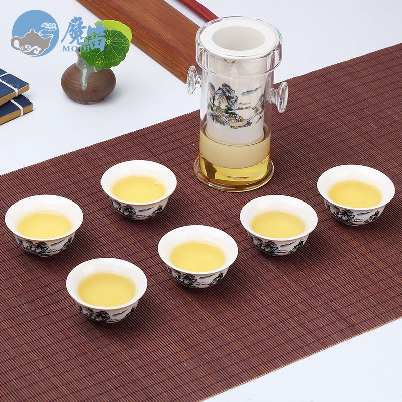 Kung Fu Tea Tea Pot Set Glass Ceramic Filter Binaural Black Tea Tea Maker Flowers Tea Cup Tea Cup Jingdezhen