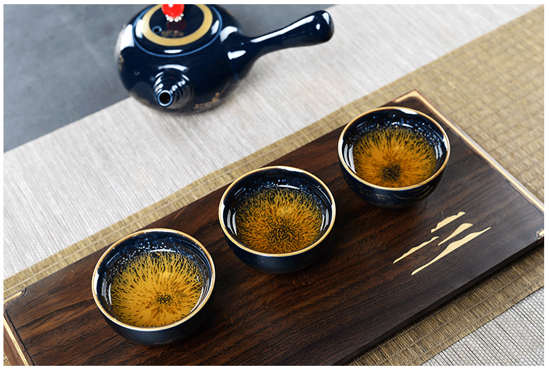 The flute blue mist kung fu tea set office ceramic household cup teapot tea wash GaiWanCha sea restoring ancient ways