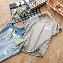 Summer clearance ~ boys short sleeve T-shirt new thin stretch top Tong tide breathable quick-drying sports solid color