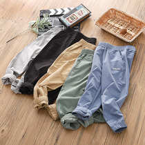 Boys quick-drying sweatpants summer new mid-to-large childrens stretch casual thin trousers tie pants childrens loose pants